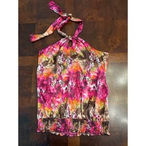 Y2K I.N. San Francisco Vibrant Multicolor Halter Top Size L